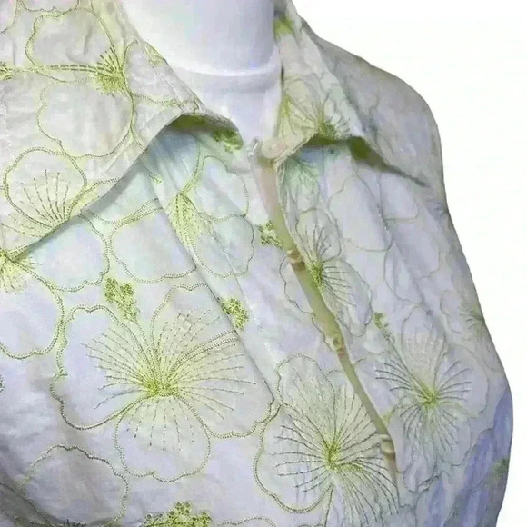 Women’s Tori Richard Honolulu Embroidered Hibiscus 3/4 Sleeves Tunic, Size 12 - Picture 2 of 16